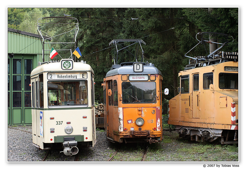 Gruppenfoto bei der Bergischen Museumsbahn