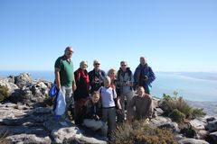 Gruppo Sudafrica sulla cima Table Mountain