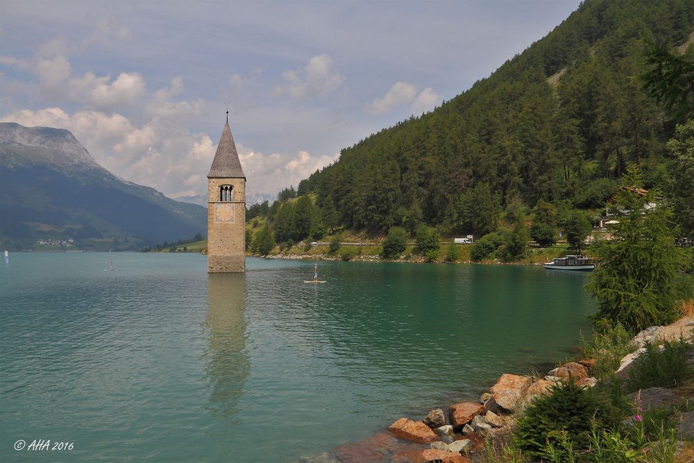 Gruß vom Reschensee