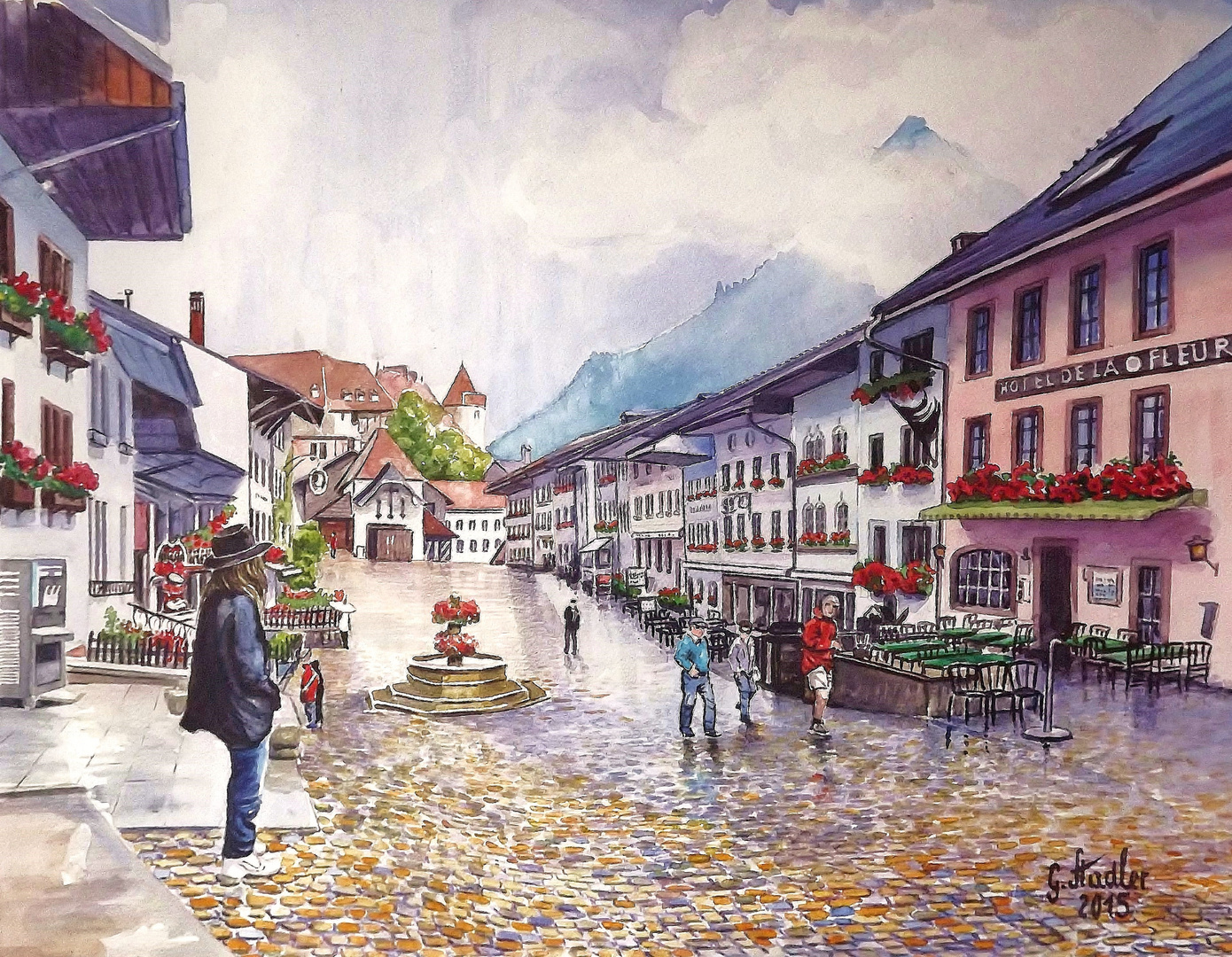 Gruyères (Schweiz) Aquarell auf Canson Montval 300g, 43 cm x 57 cm