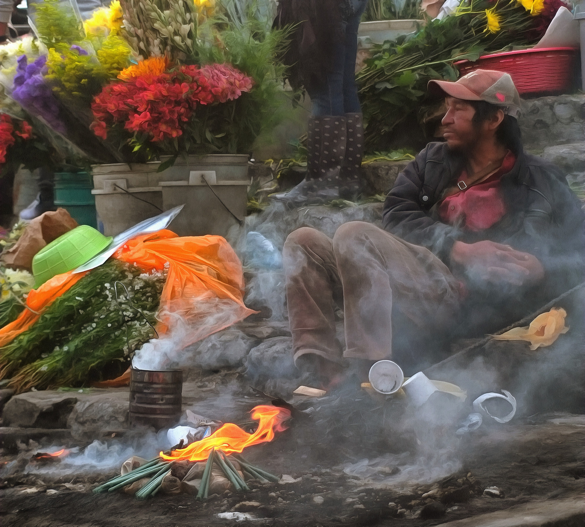 Guatemala | Mercado de flores en Chichicastenango