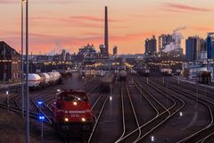 Güterbahnhof am Abend