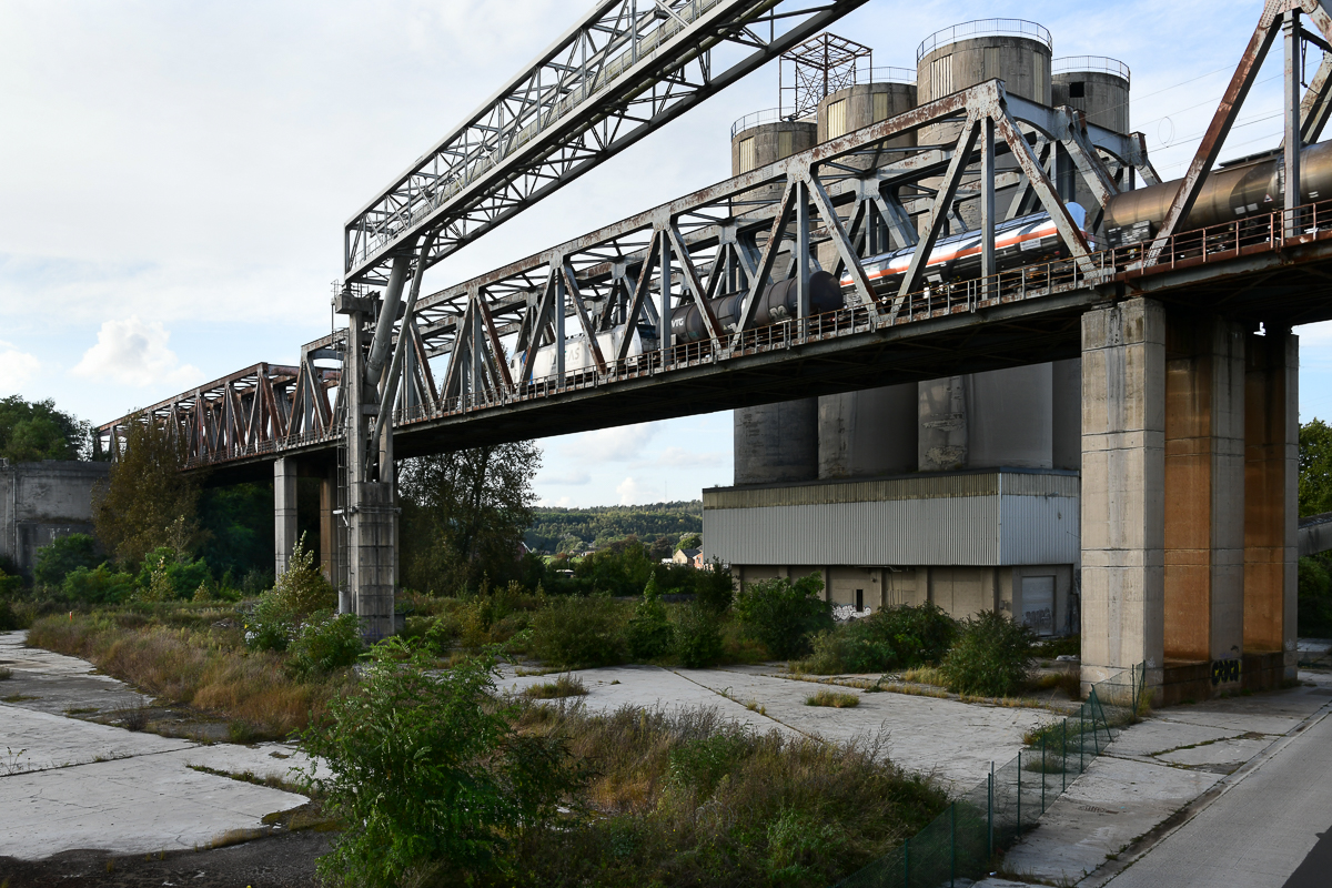 Güterzug auf der Brücke bei Lixhe (B)