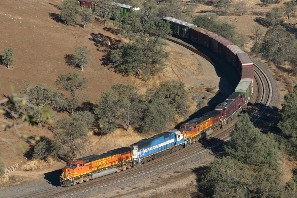 Güterzug der BNSF im Tehachapi Loop