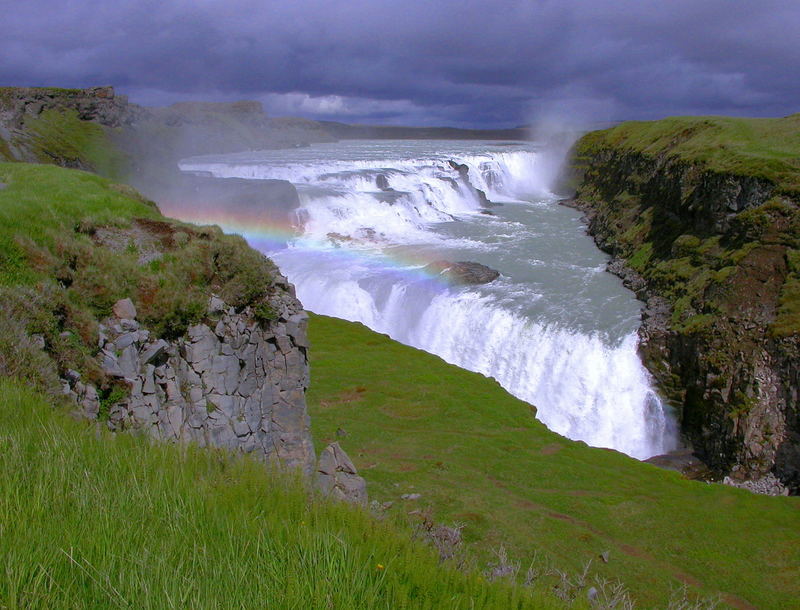 Gulfoss-Wasserfall mit Regenbogen 2004