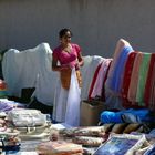 Gypsy textyl saleswoman in Hungary