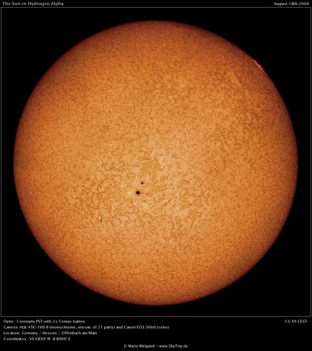 H-Alpha Sonne am 18.08.2004