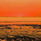  Haarlingen Holland Sonnenuntergang mit ein Segelschiff