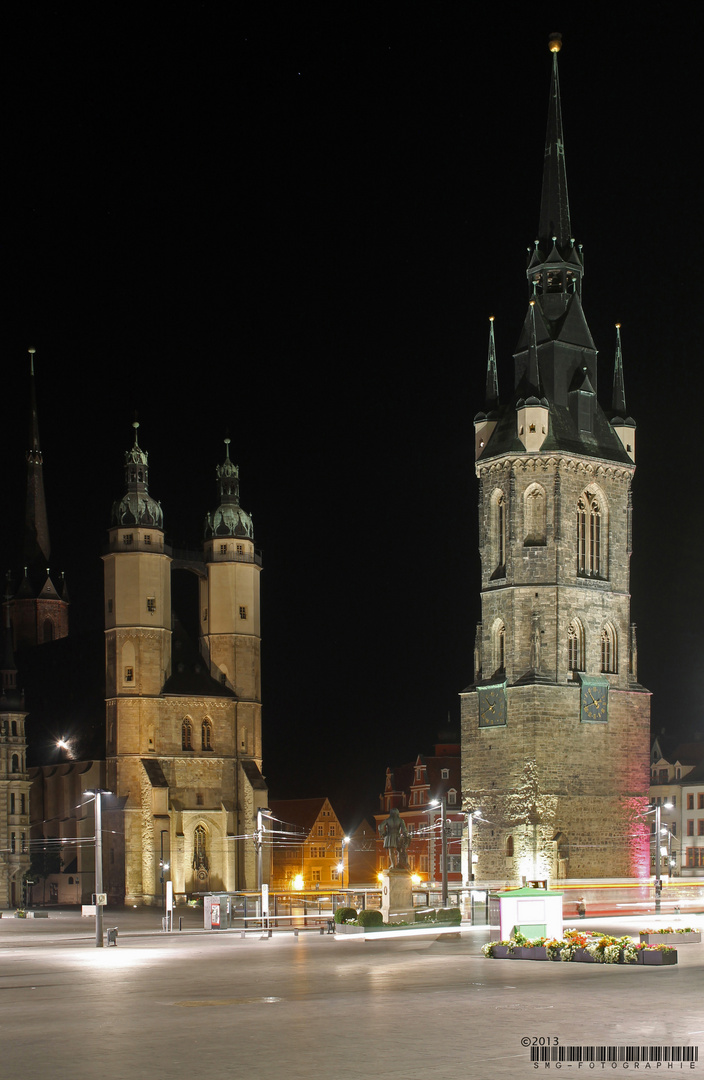 Händelstadt Halle/ Saale bei Nacht