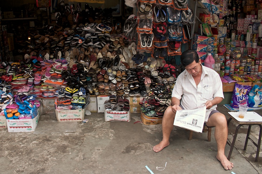 Händler in Chau Doc, Vietnam