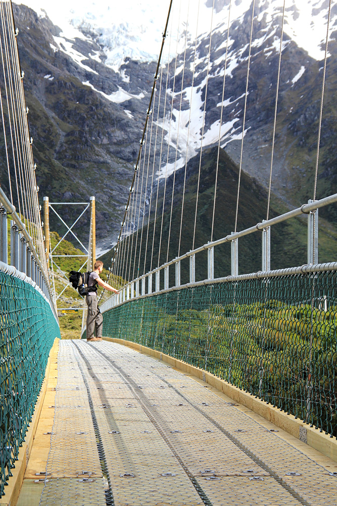 Hängebrücke im Hooker Valley Neuseeland