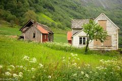 Häuser nahe der Kirche von Bakka - Norwegen