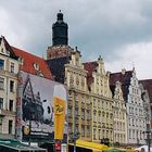 Häuserzeile auf dem Marktplatz von Wrozlaw mit Elisabethkirche