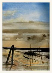 Hafen am Abend - Aquarell von Eltje Jonassen