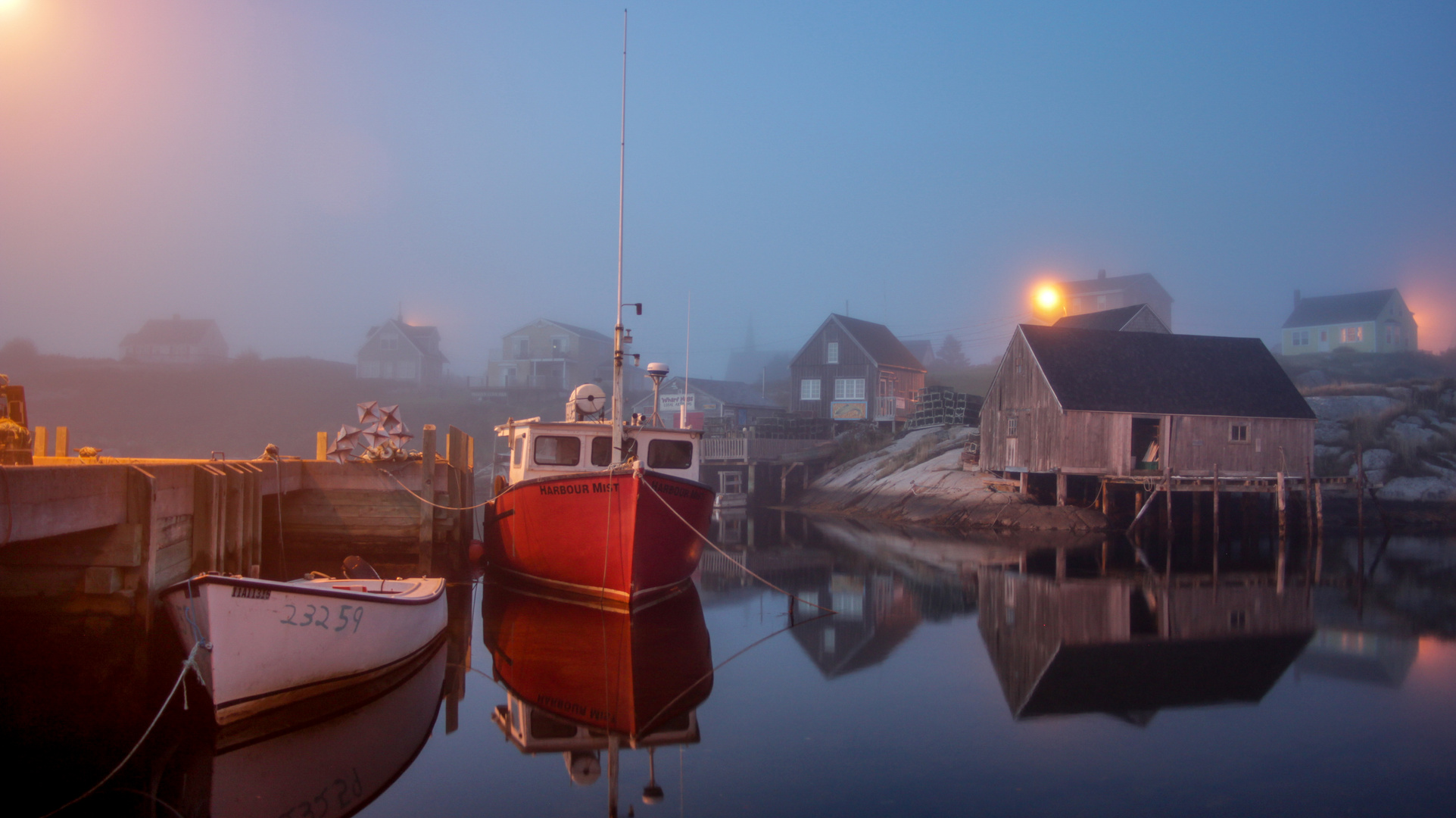 hafen in peggys cove um mitternacht