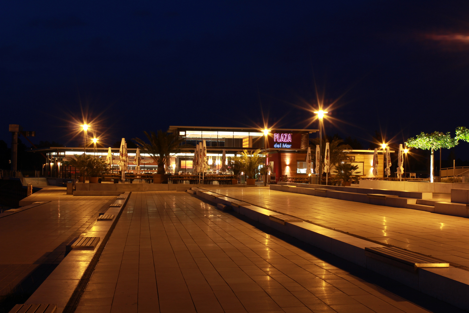 Hafen in Xanten bei Nacht