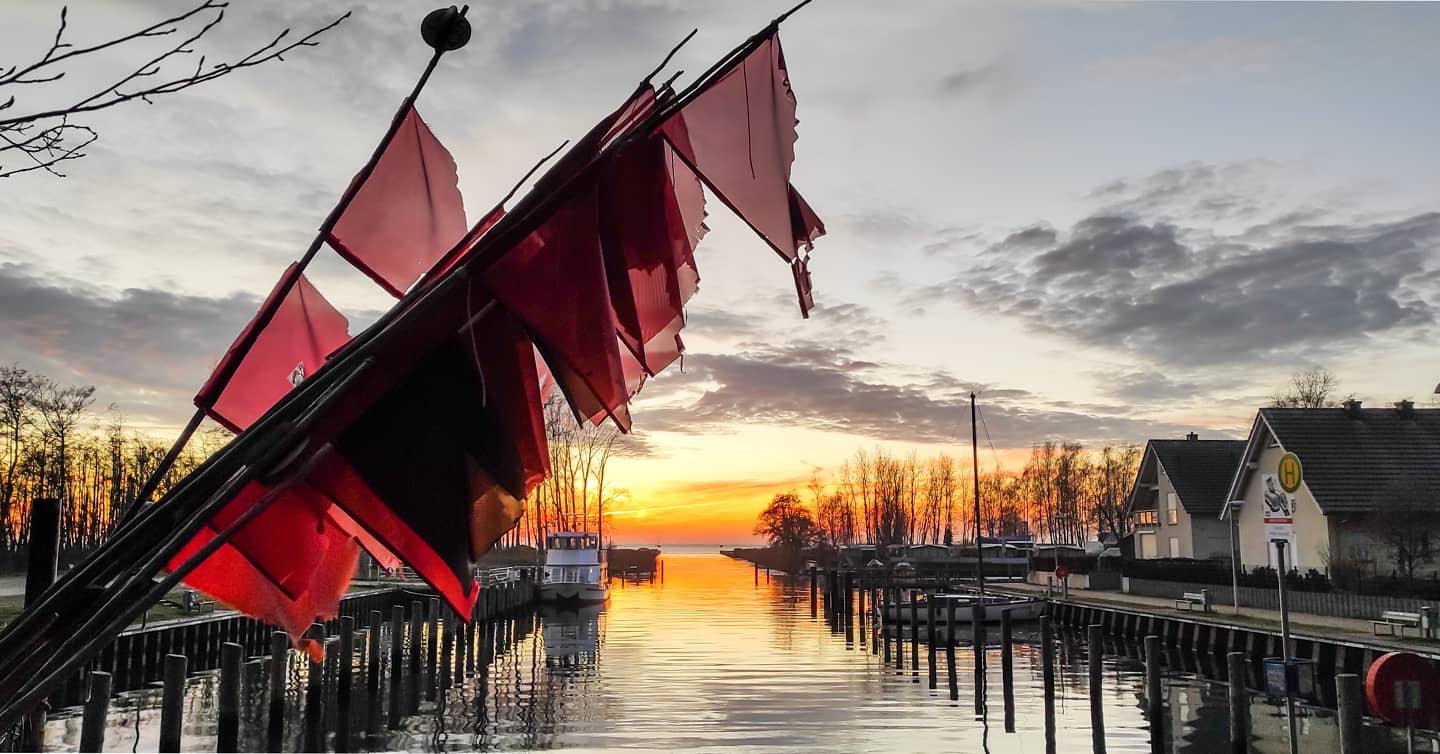 Hafen Stagnieß im Sonnenuntergang