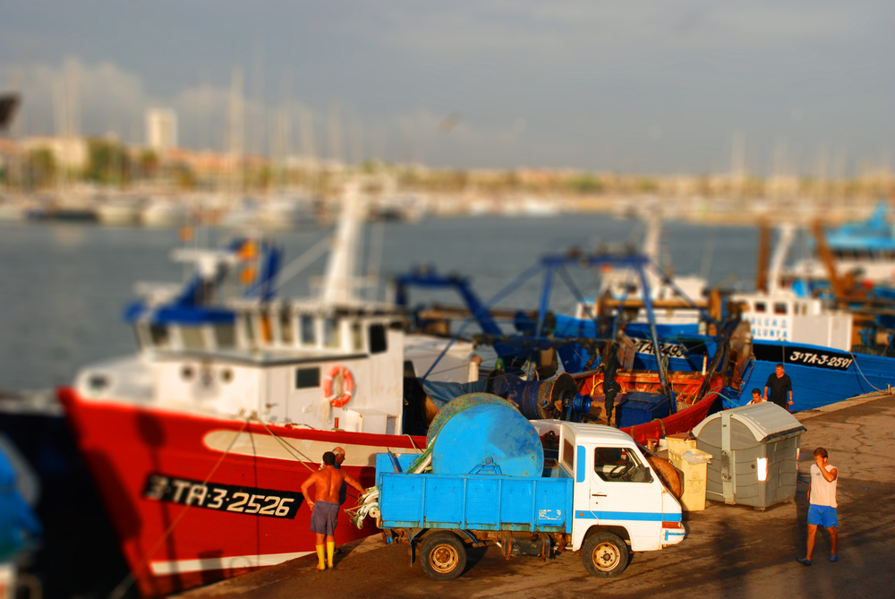 Hafen von Cambrils in Tilt-Shift-Optik