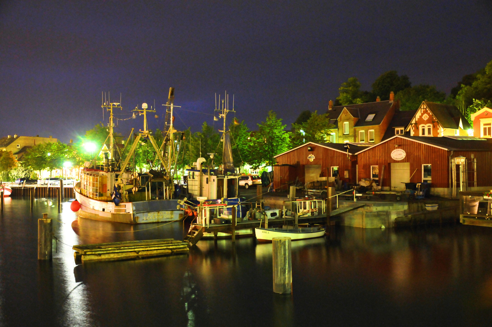 Hafen von Eckernförde bei Nacht