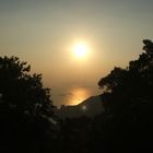 Hafen von Hong Kong bei Sonnenuntergang