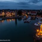 Hafen von Lindau am Bodensee bei Nacht