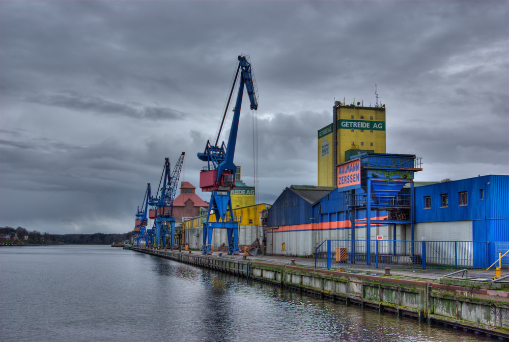 Hafenanlage bei Rendsburg, Nord-Ostsee-Kanal