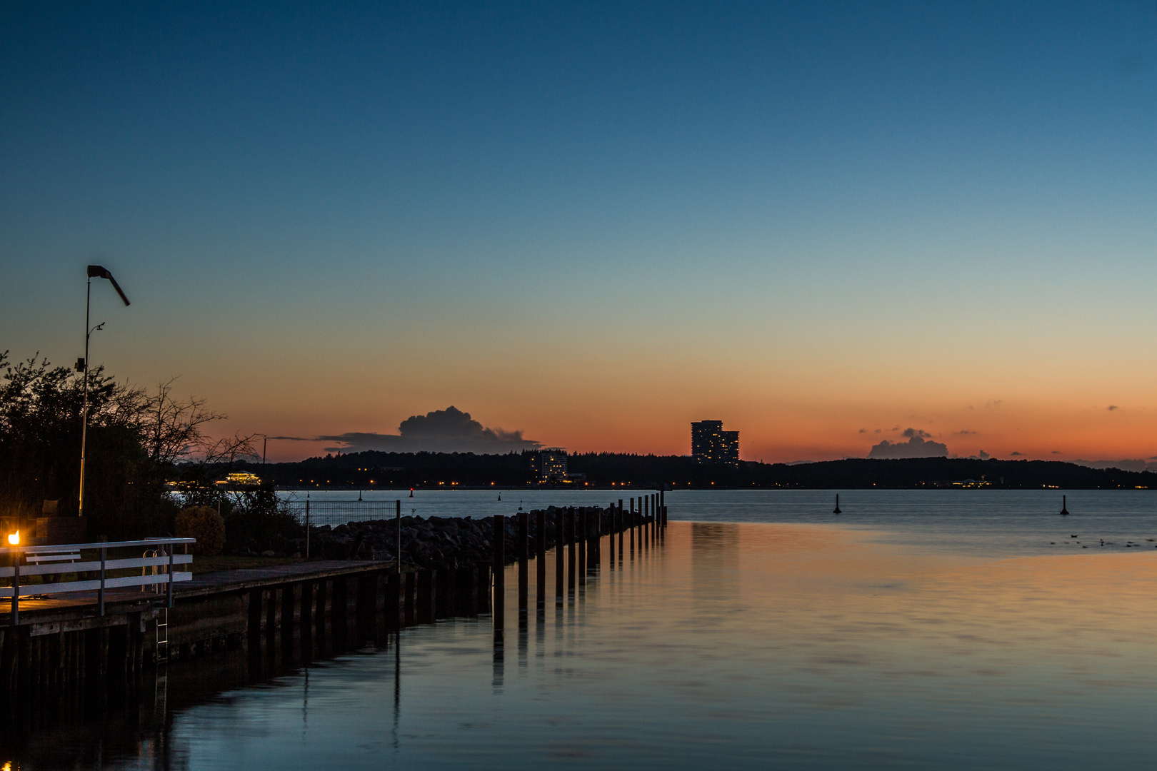 Hafenausfahrt Niendorf bei Sonnenuntergang