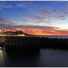 Hafeneinfahrt Helgoland bei Dämmerung