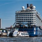 Hafenfähre vor dem Kreuzfahrtschiff Mein Schiff 6