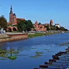 Hafenpromenade an der Tanger mit Cityansicht Tangermünde