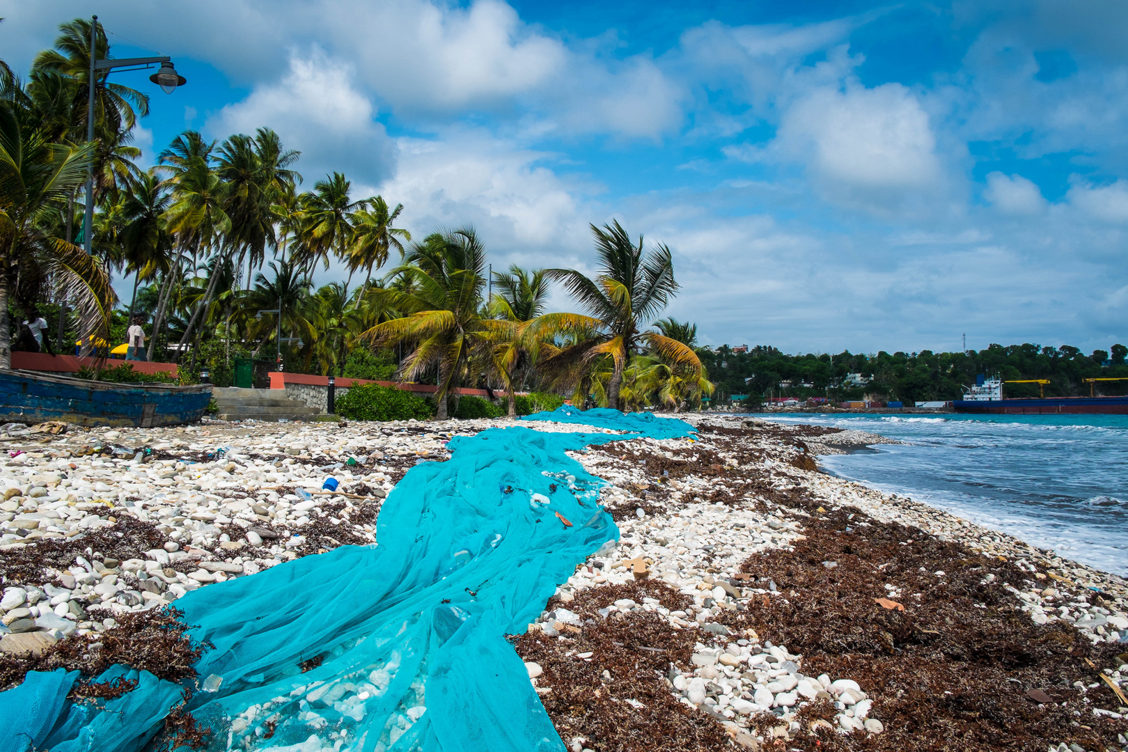 Haiti | Fishing net along the seashore of Jacmel town