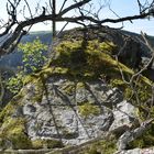 Hakenkreuz am "Fahnenfelsen" oberhalb des Falkenstein