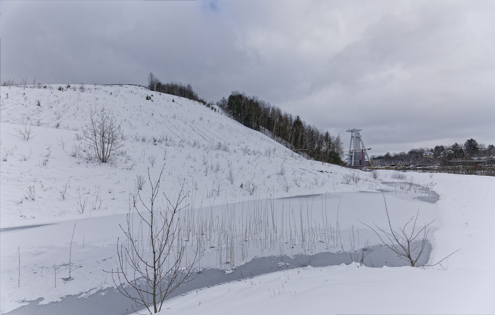 Haldenmotive, hier: auf dem Weg zum Plateau der Halde Göttelborn