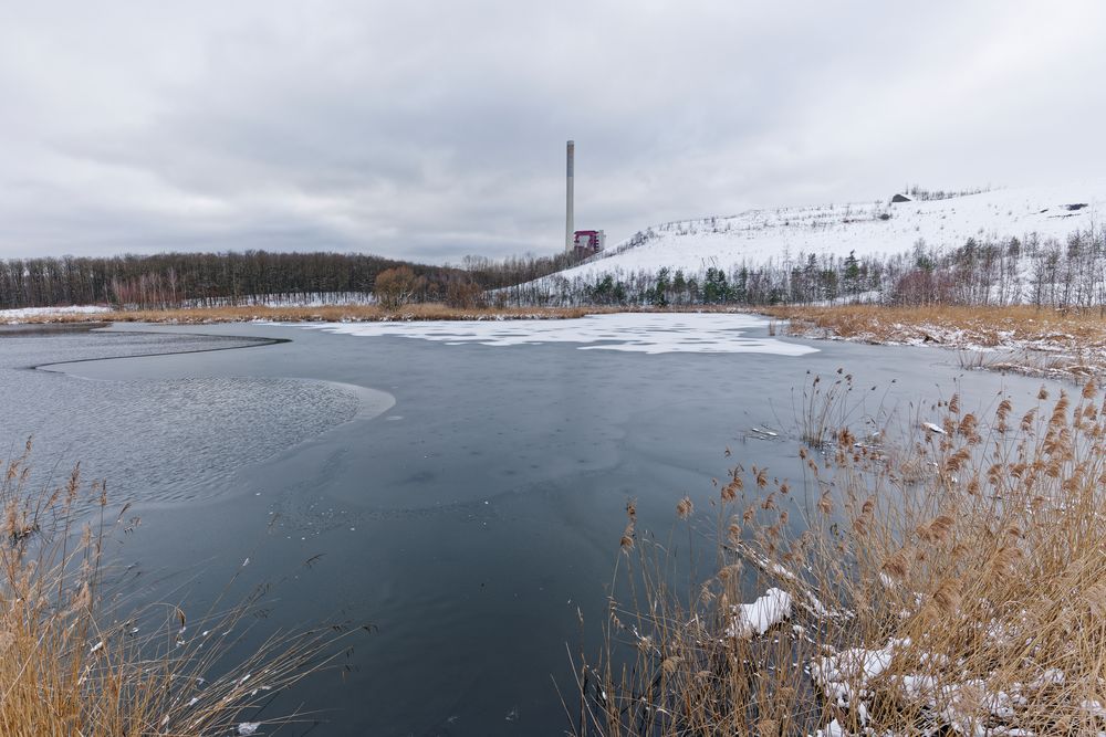 Haldenmotive, hier: Kohlbachweiher auf der Halde Göttelborn (Saarland)