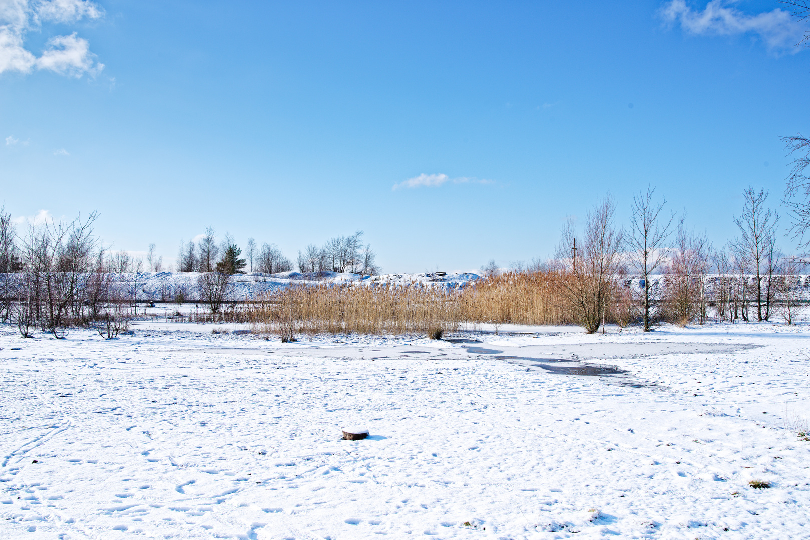 Haldenmotive, hier: Winter auf dem Plateau der Halde Lydia Camphausen (Saarland)