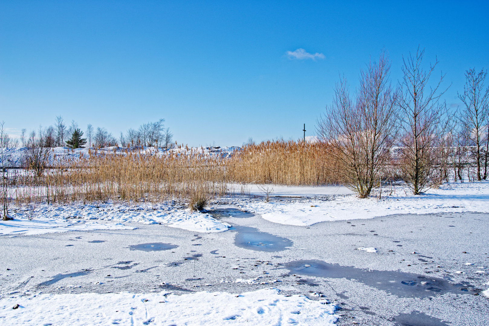 Haldenmotive, hier: Winterimpressionen auf dem Plateau der Halde Lydia Camphausen (Saarland)  (2)