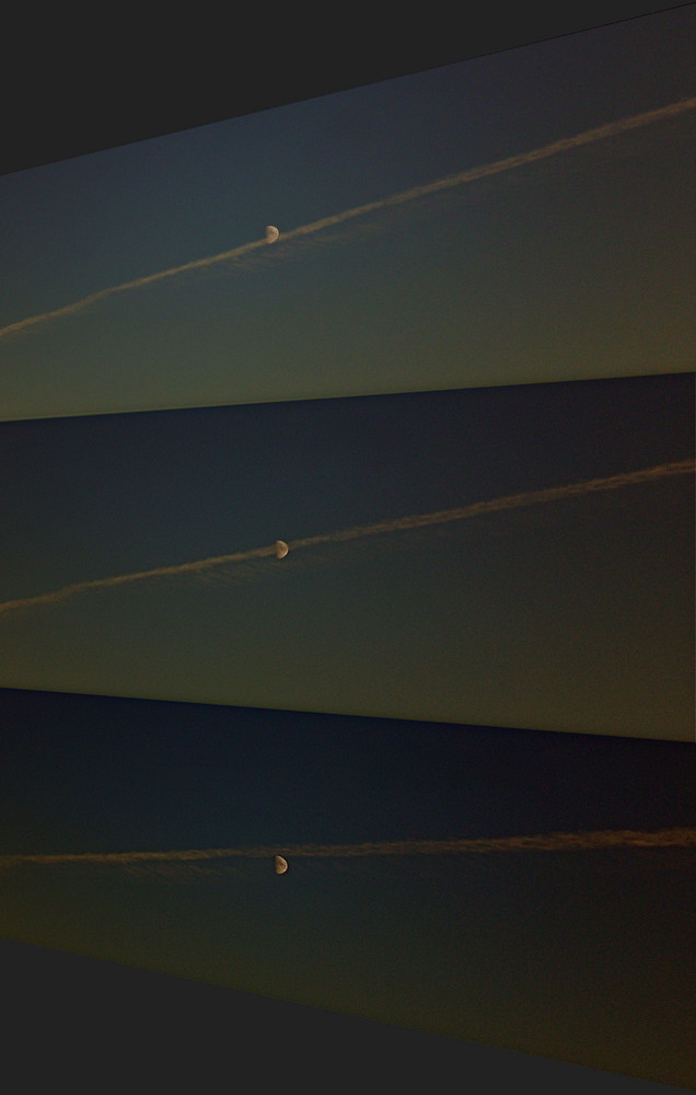 Half moon meets condensation trail - '6'