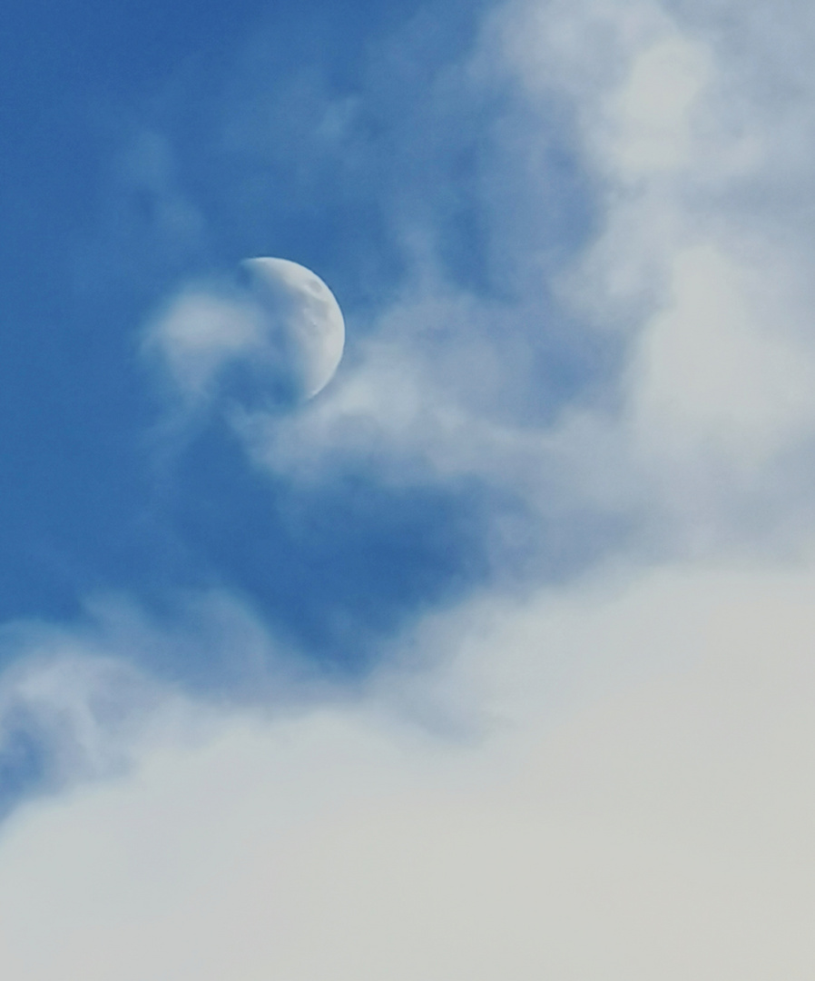 Half moon with clouds