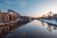 Halle (Saale) - Blick von der Genzmerbrück zum Sonnenuntergang