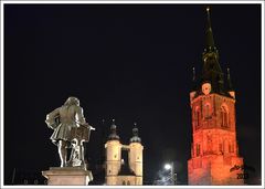 Halle (Saale) Stadtmitte bei Nacht