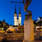 Halle/Saale Hallmarkt mit Göbel-Brunnen und Marktkirche