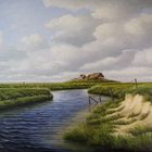 Hallig in Nordfriesland-Öl auf Leinen 50x70cm