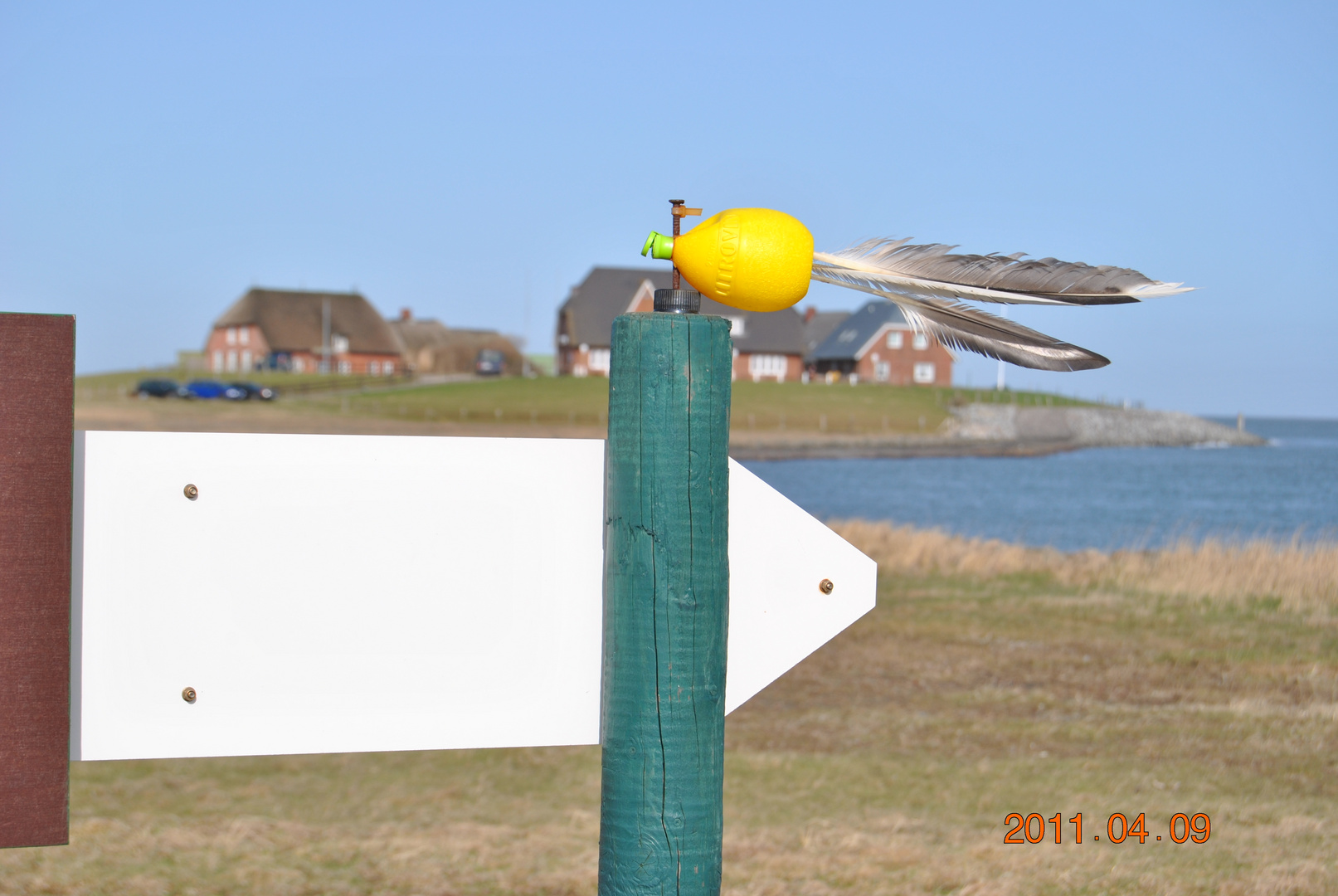 Hallig Langeness - Anlanden mit Blick auf den Windmesser