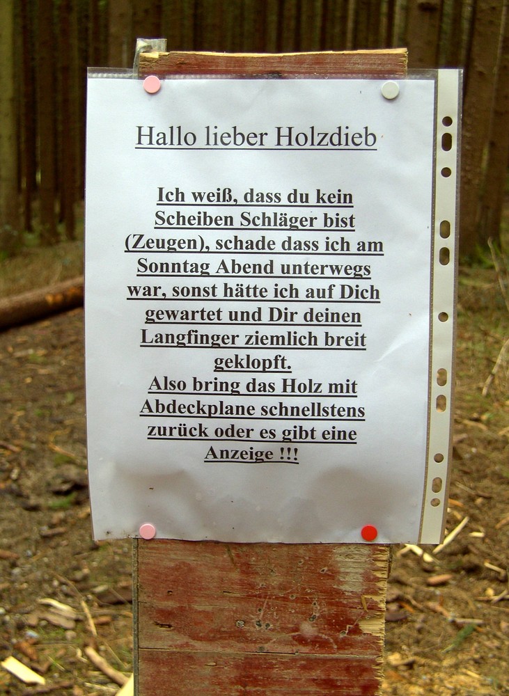 Hallo Lieber Holzdieb