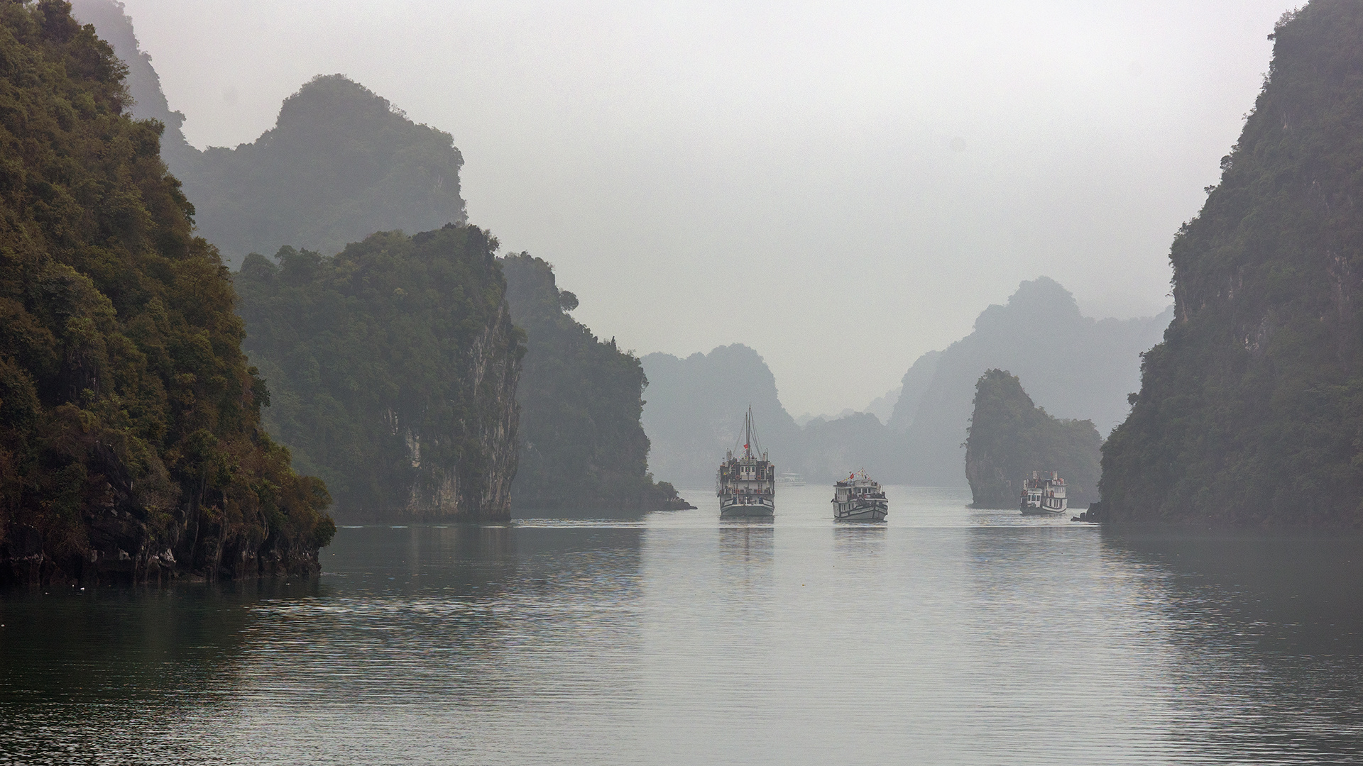 Halong Bucht im Nebel