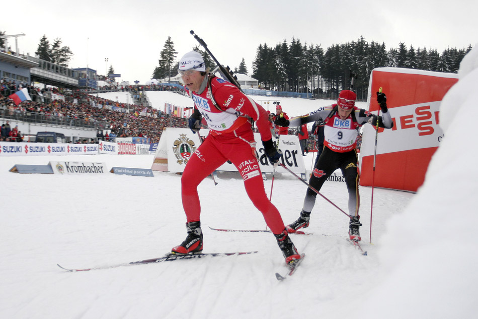 Halvard Hanevold (NOR) vor Daniel Graf (GER)