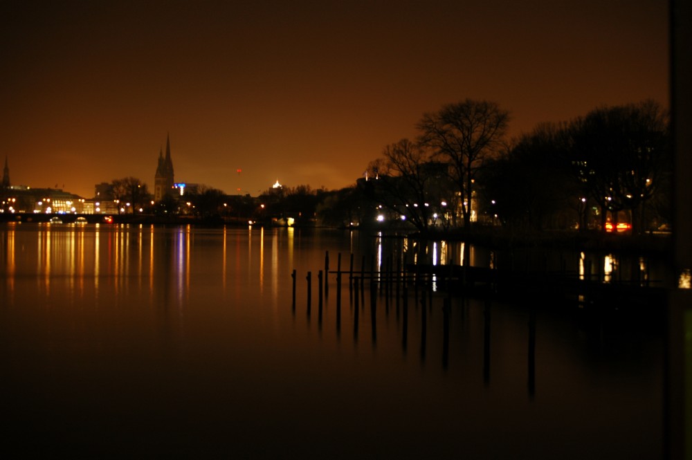 Hamburg Außenalster bei Nacht 1