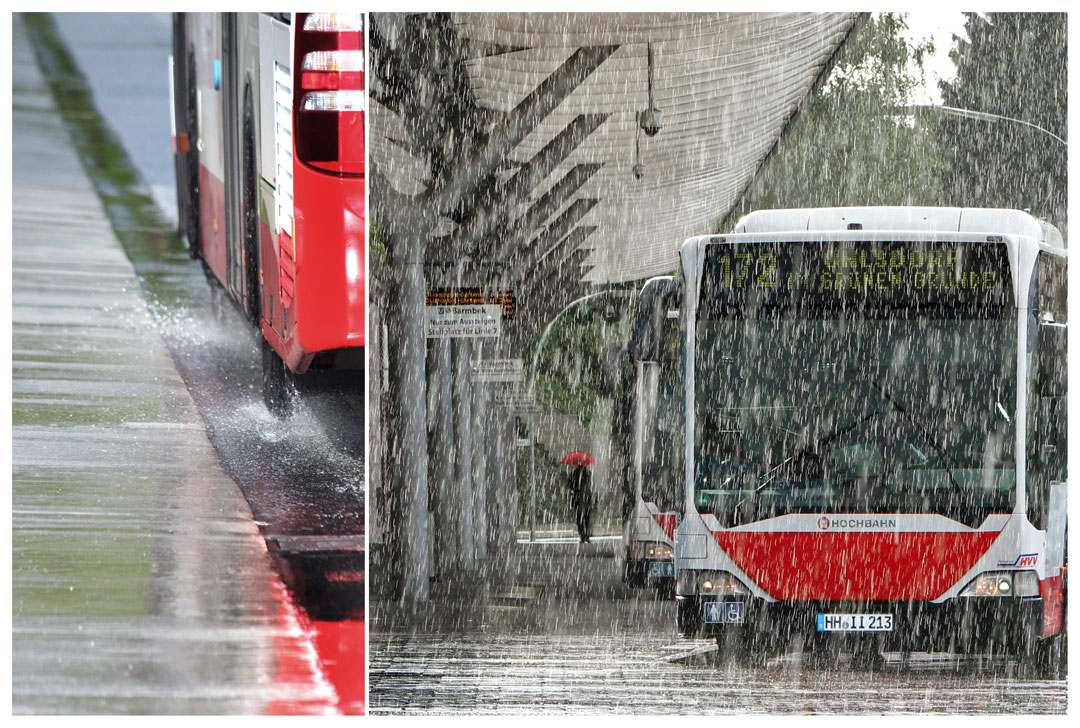 Hamburg, Busbahnhof Barmbek im Regen