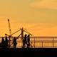 Hamburg Hafen im Sonnenuntergang