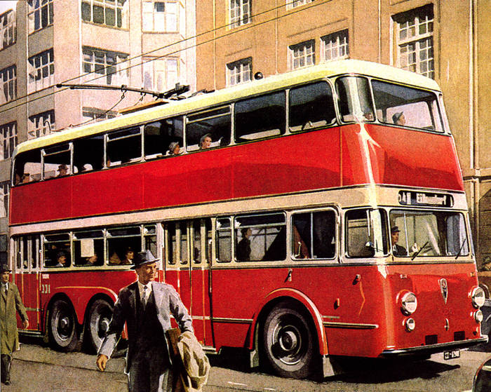 Hamburg Harburg O-Bus Zeichnung ca. 1955